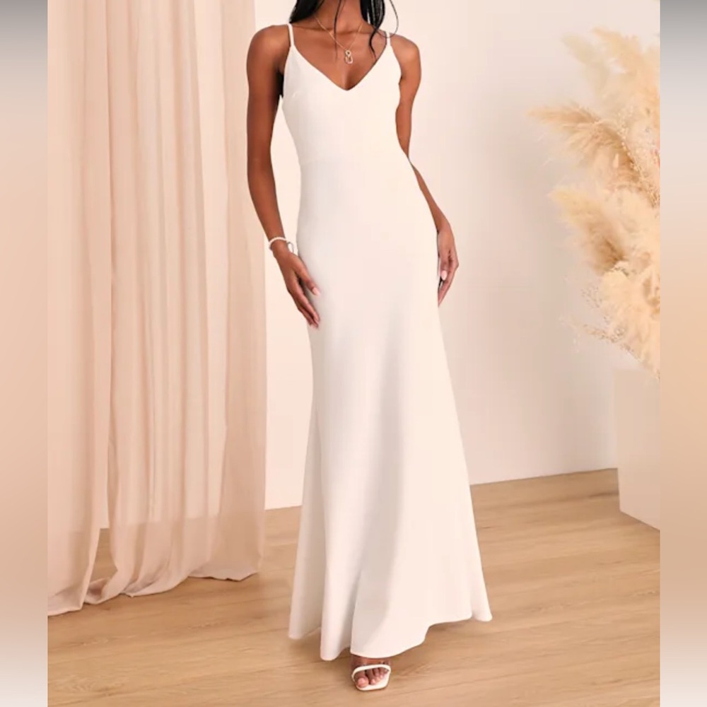 Lulus Infinite Glory White Maxi Dress Bridal Wedding Size Large New with Tags